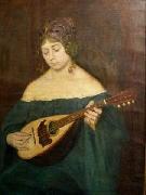 Mario Villares Barbosa Mandolim player oil painting